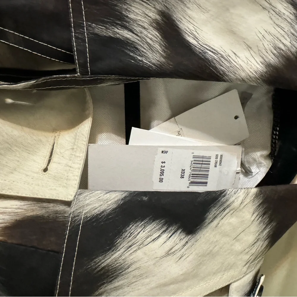 STELLA MCCARTNEY OFF-WHITE COW PRINT LEANNA TRENCH COAT sz38 - Picture 5 of 9